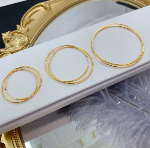 100% real 18k gold hoop earrings for women party gift au750 jewelry round circle big hoop earrings 1cm-5cm 250207