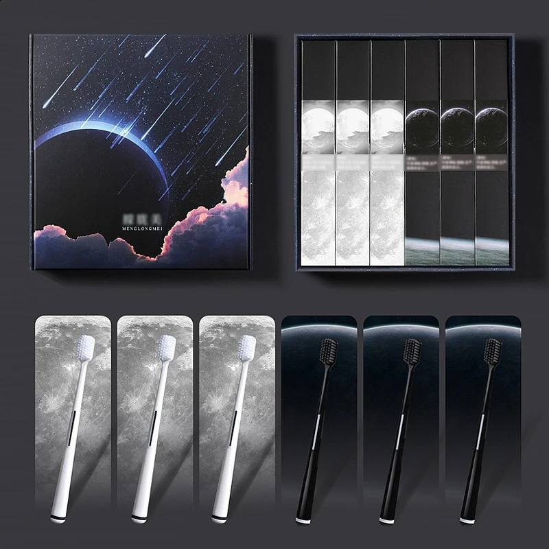 6/box black and white two colors home cleaning teeth soft hair cleaning tools high-grade handle toothbrush set oral care suitabl 250206