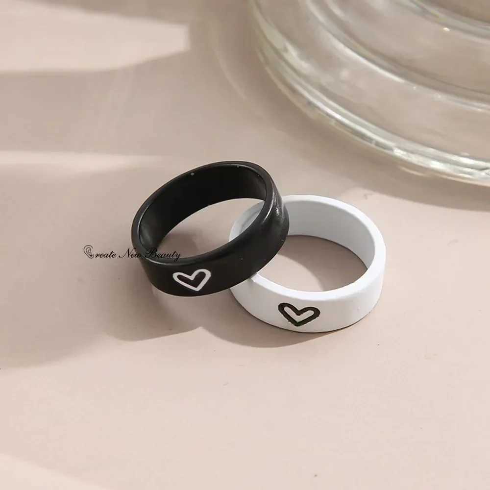 2PC Love Match Anniversary Couple Items Rings Fashion Women Valentines Day Engagement Fashion Jewelry Romantic Gifts W250207