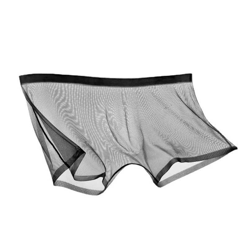 Mens Underwear Transparent Boxers Bulge Ice Silk See Through Underpants Sexy Briefs Low Waist Panties Lingerie IntimatesXJ250207