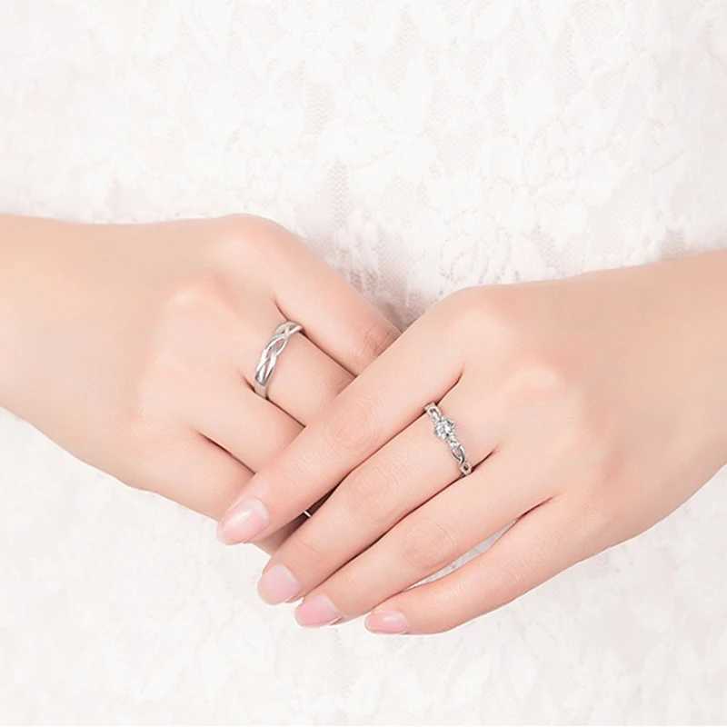 Ladys 925 Sterling Silver Fashion Jewelry New Crystal Zircon Couple Rings For Men XY0348 W250207