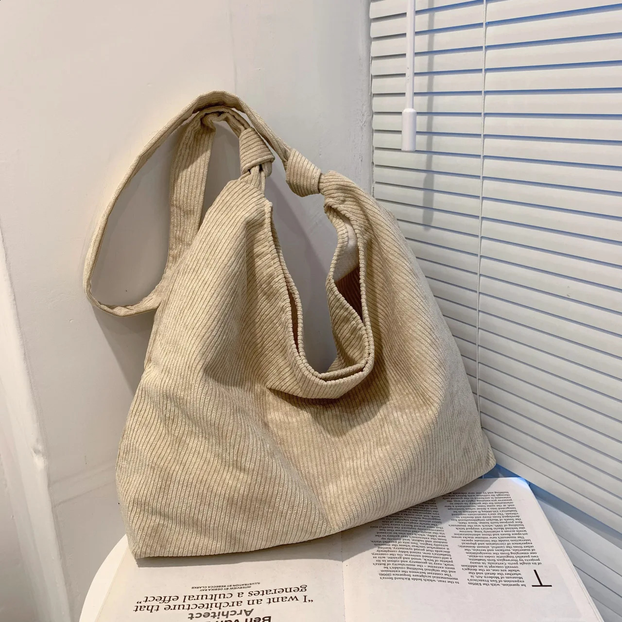 Corduroy Canvas Bag Student Shoulder Tote Cloth Bag Large Capacity Tote Class Bag 250122