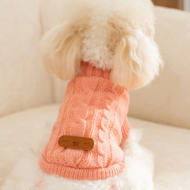 Knitted Clothes for Dogs Classic Solid Dog Sweater Fashion Puppy Pullovers Winter Warm Cat Sweater Pet Turtleneck Chihuahua Coat 250206