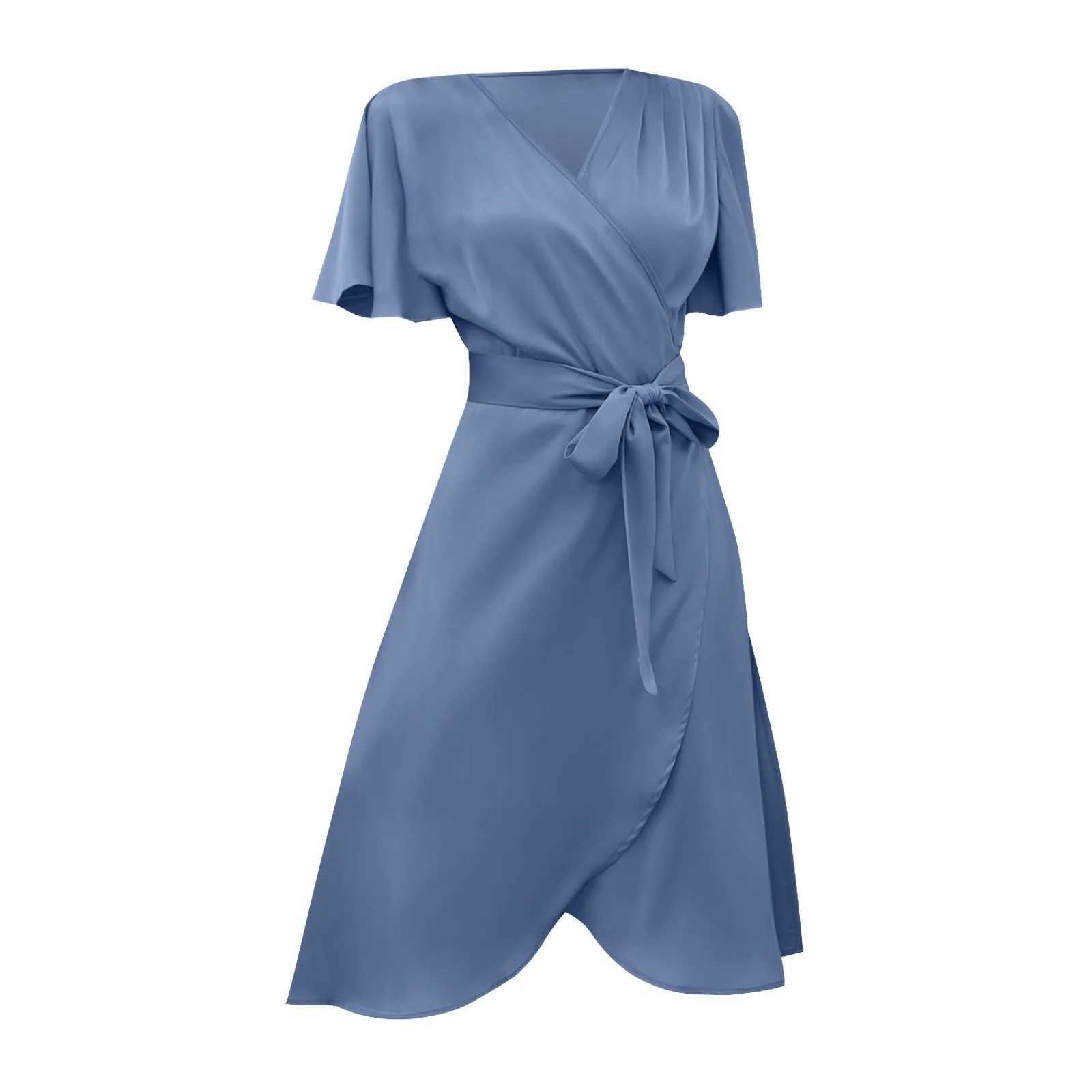 Spaghetti Ele Ladies Dresses Summer Sale Satin V Neck Slim Waist Dress Bell Sve Summer Dresses For Women Plus SizeXJ2500207