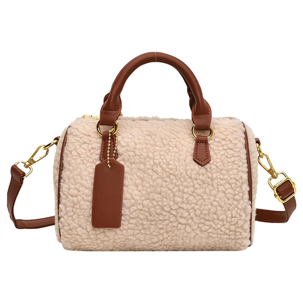 Furry Handbag Purses For Women PU Leather Shoulder Fluffy Crossbody Fall Winter Ladies Plush Top Handle Clutch Purse Bag Polyester Gender Neutral