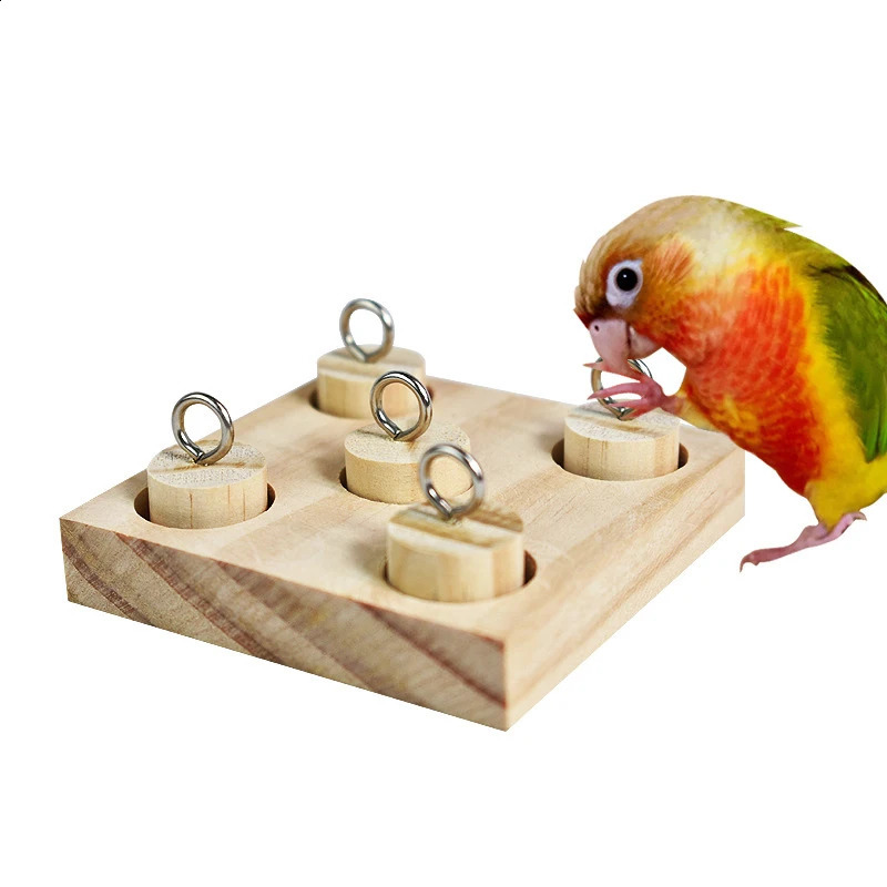 Bird Parrot Toys Wooden Interactive Training Block Puzzle DIY Toy Pet Educational Toys 250206
