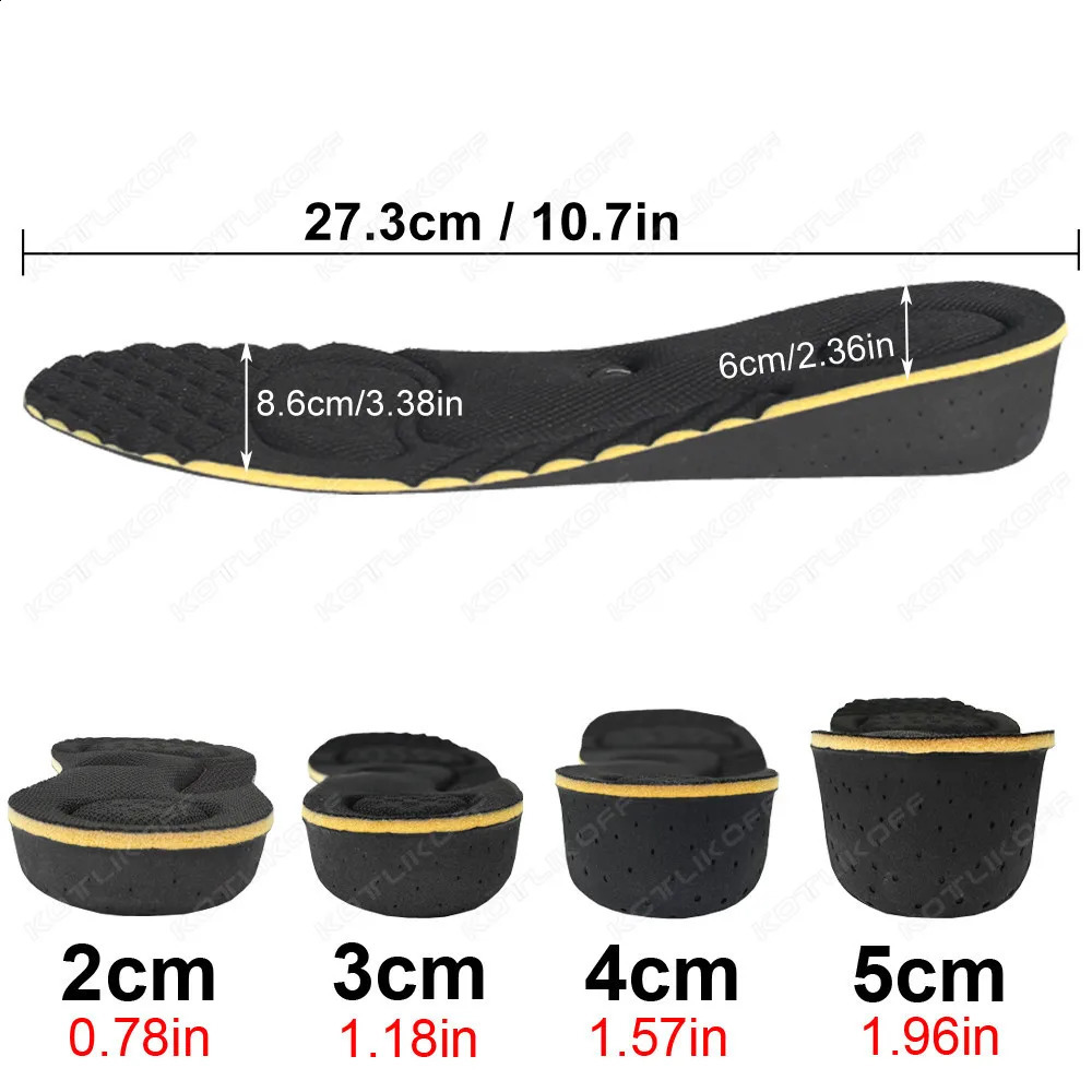 KOTLIKOFF Invisiable Magnet Massage Height Increase Insole 2/3/4/5 Cm Up For Women Men Shoe Sole Inserts Taller Elevating Pad 250120