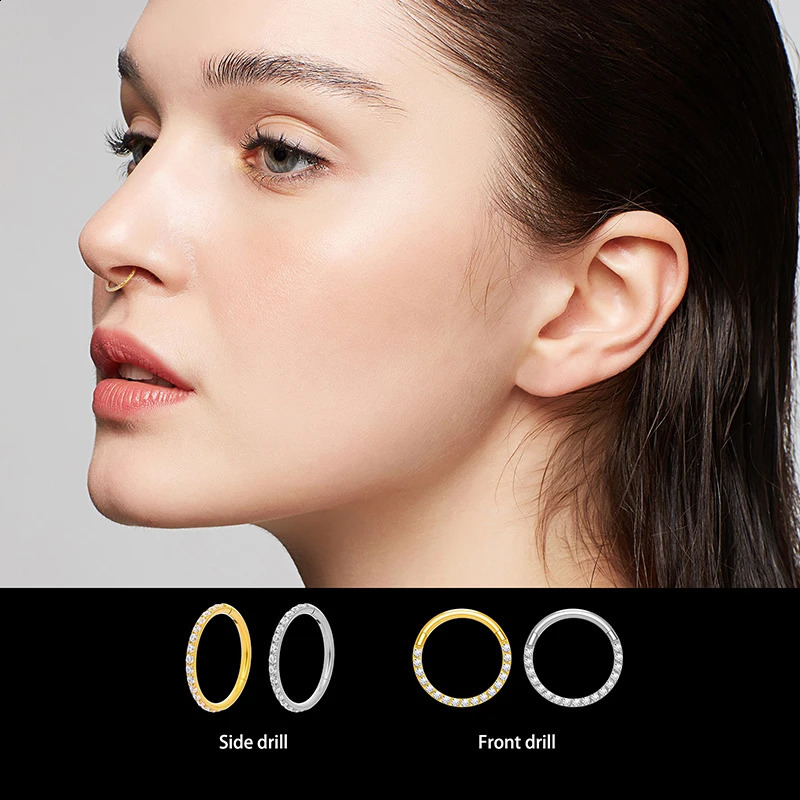 10PCS G23 Lip Hinged Earrings Hoop Round Tragus Cartilage Helix Segment Ear Nose Ring Body Piercing Jewelry 250207