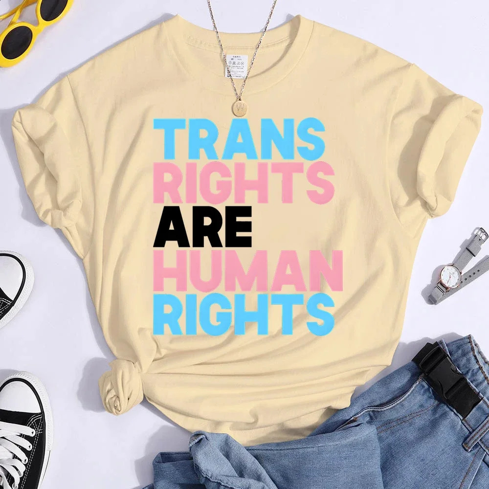 Trans Rights Are Human T Shirt LGBT Pride Personality Tops Tee Gay Transgender Shirts Month Gift Streetwear 250120
