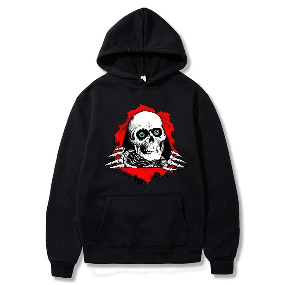 2024 Autumn and Winter Fashion Skull Print Couple Men is Hoodie Pullover Casual Sports Shirt Hip Hop Street Wear Sweater W250207