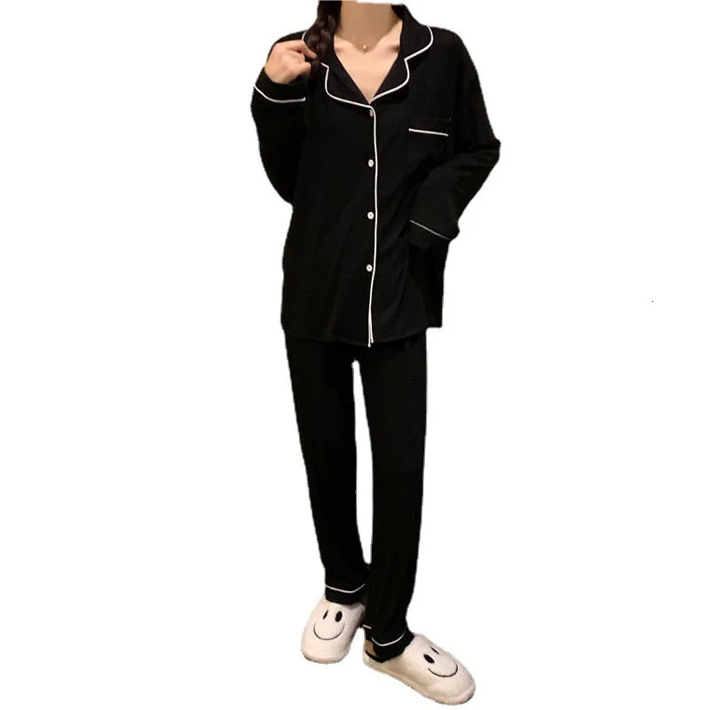 Korean Style Cute Pajama Woman Winter Autumn Sleepwear Lady Long Sleeve Tops Pants 2Piece Pyjamas Solid Lingeries Sets Nightwear 250207