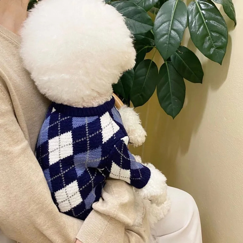Dog Plaid Sweater Winter Dog Clothes Cotton Kitten Puppy Knitted Coat Chihuahua Bichon Pet Supplies Dog Costume Pullover 250206