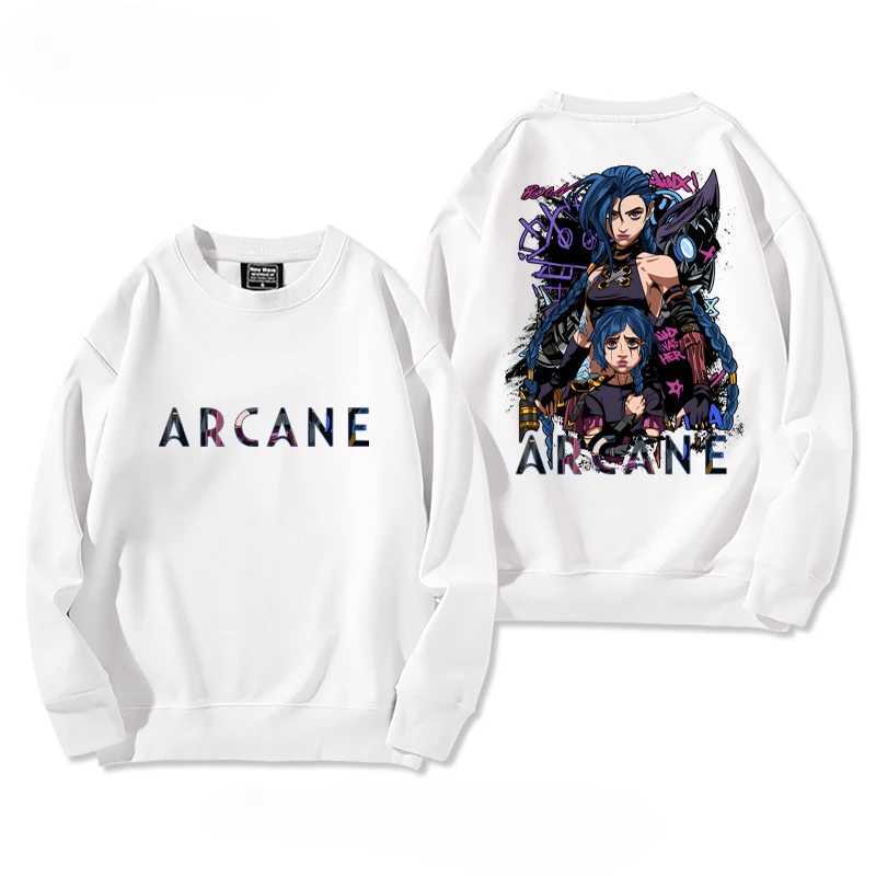 American Simple Trendy Game Anime Arcane Printed Sweatshirt Hoodie Mens Loose Casual Sweatshirt Animation Peripherals W250207