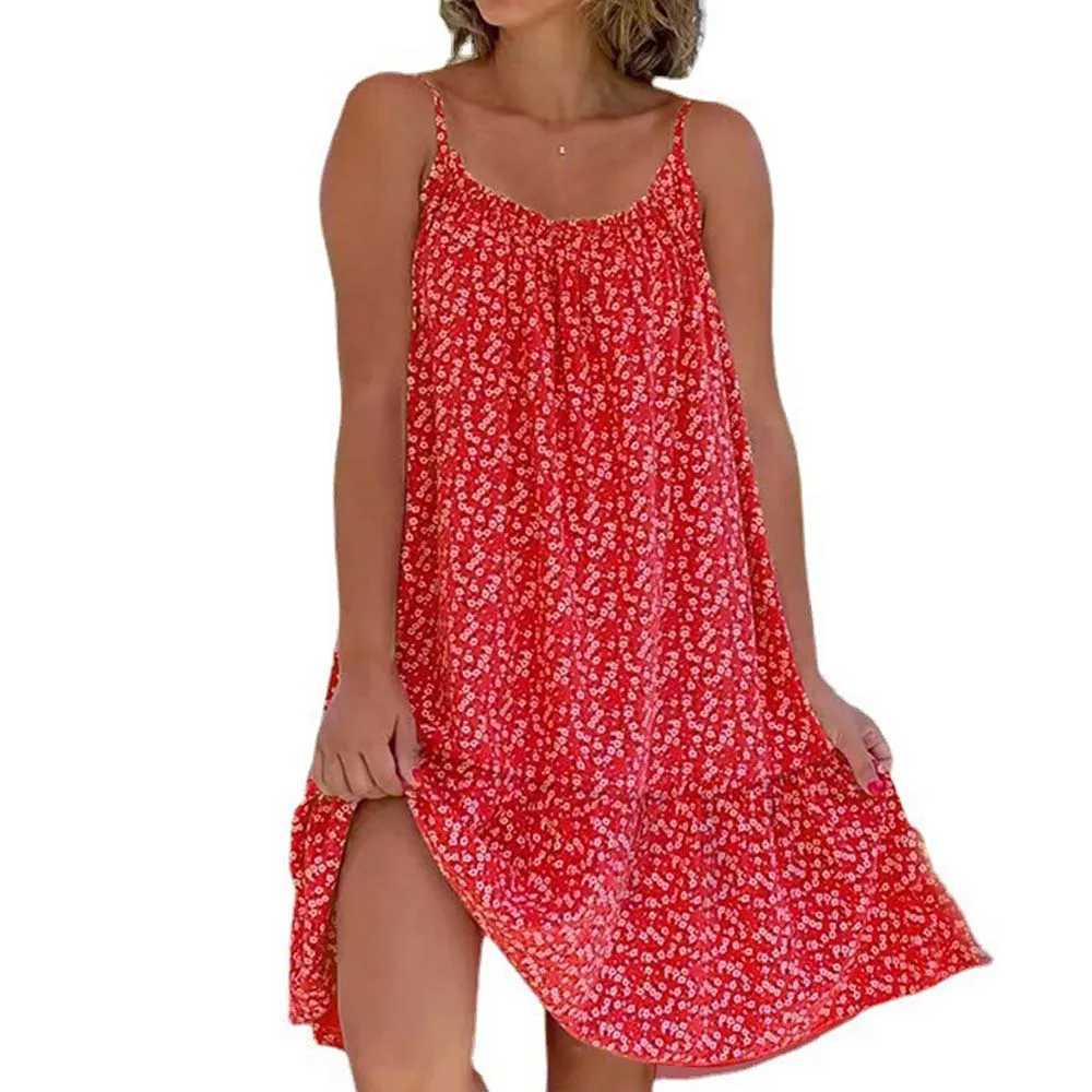 Women Slip Loose Floral Print Dress Summer Fe Sveless Oversized S-5XL Swing Party Dresses FYY-1030XJ2500207