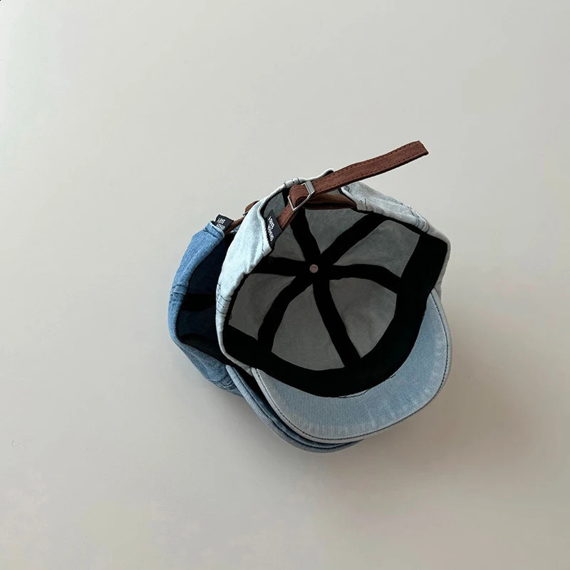 Retro Denim Baseball Cap for Baby Letter Short-brim Sun Hat Summer Adjustable Kids Boys Girls Peaked Caps 250206