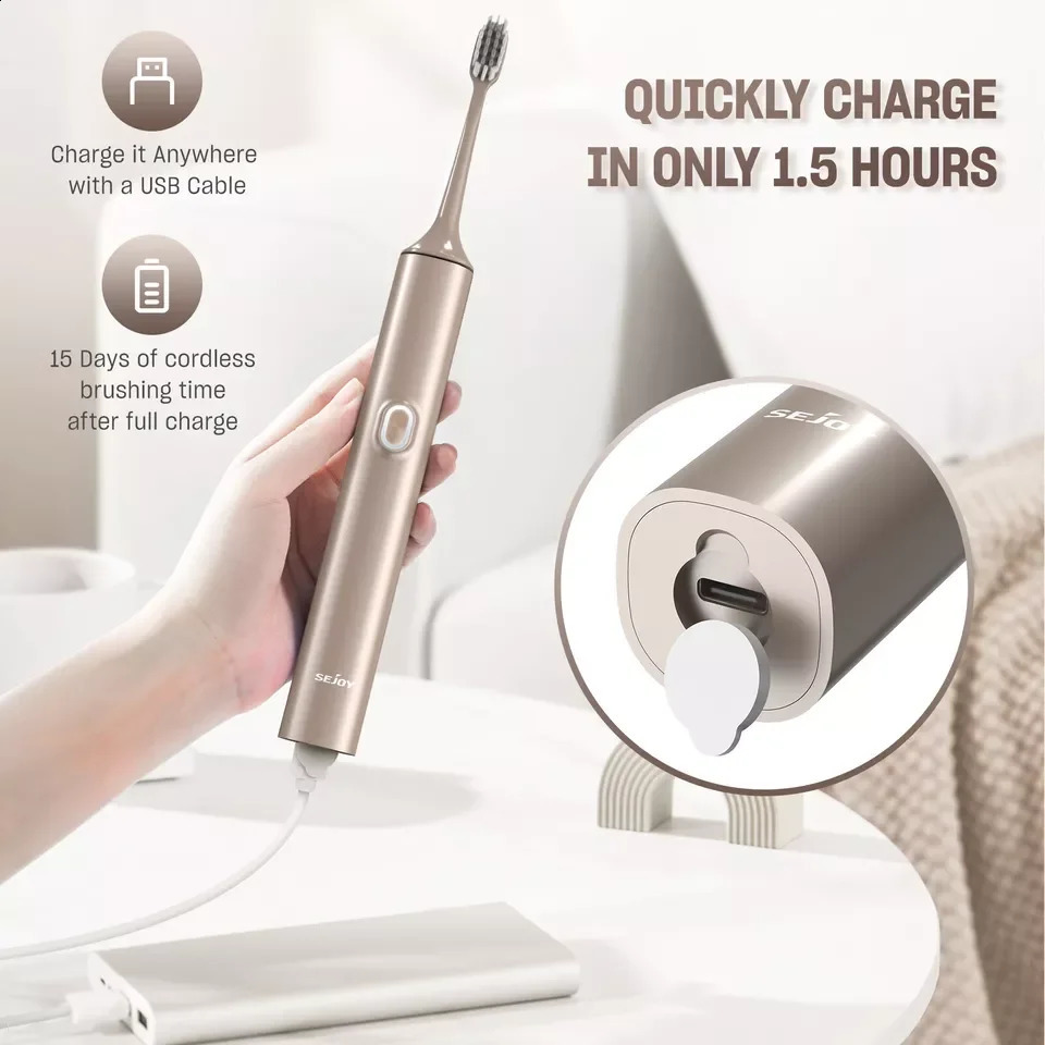SEJOY Electric Toothbrush with 8 Brush Heads for Adults Rechargeable Toothbrush 250206
