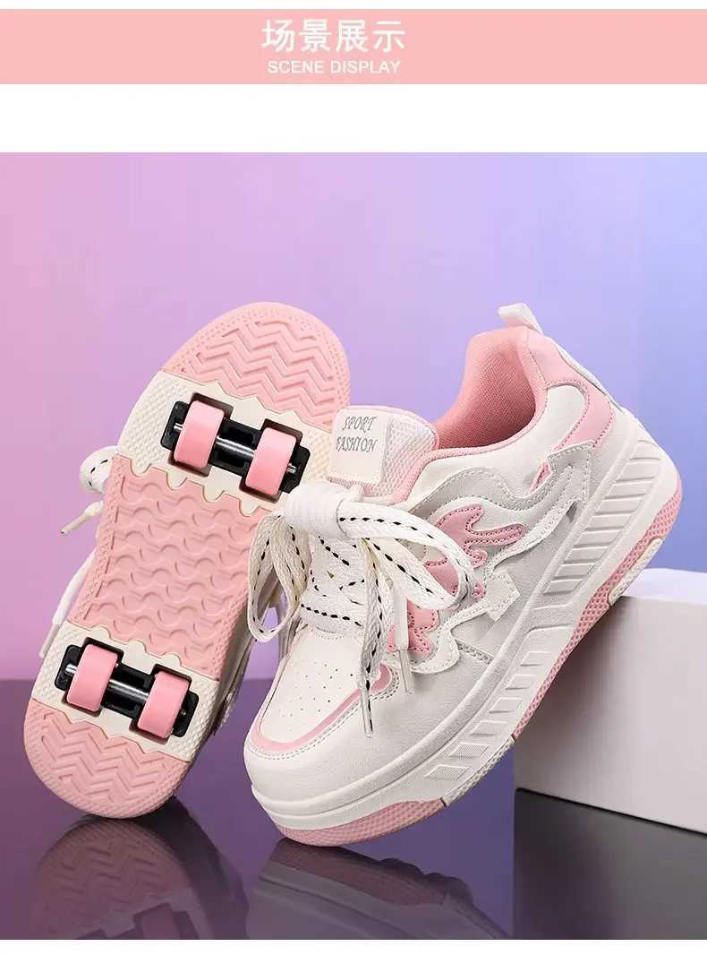 Unisex 4 Wheel Roller Skates Shoes New Sneakers With Wheels For Boy Girls Skating Skates Shoes W250207