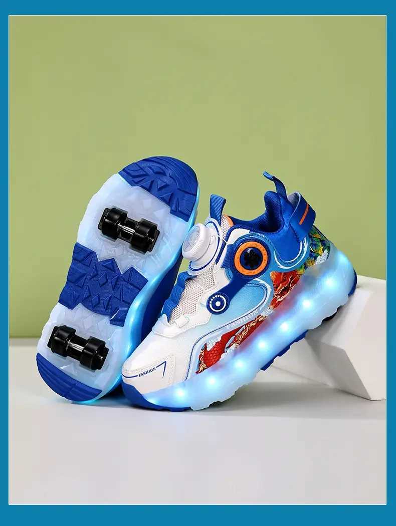 Childrens roller skates fashionable outdoor sports walking shoes 2024 new LED light shoes cute childrens sports shoes W250207