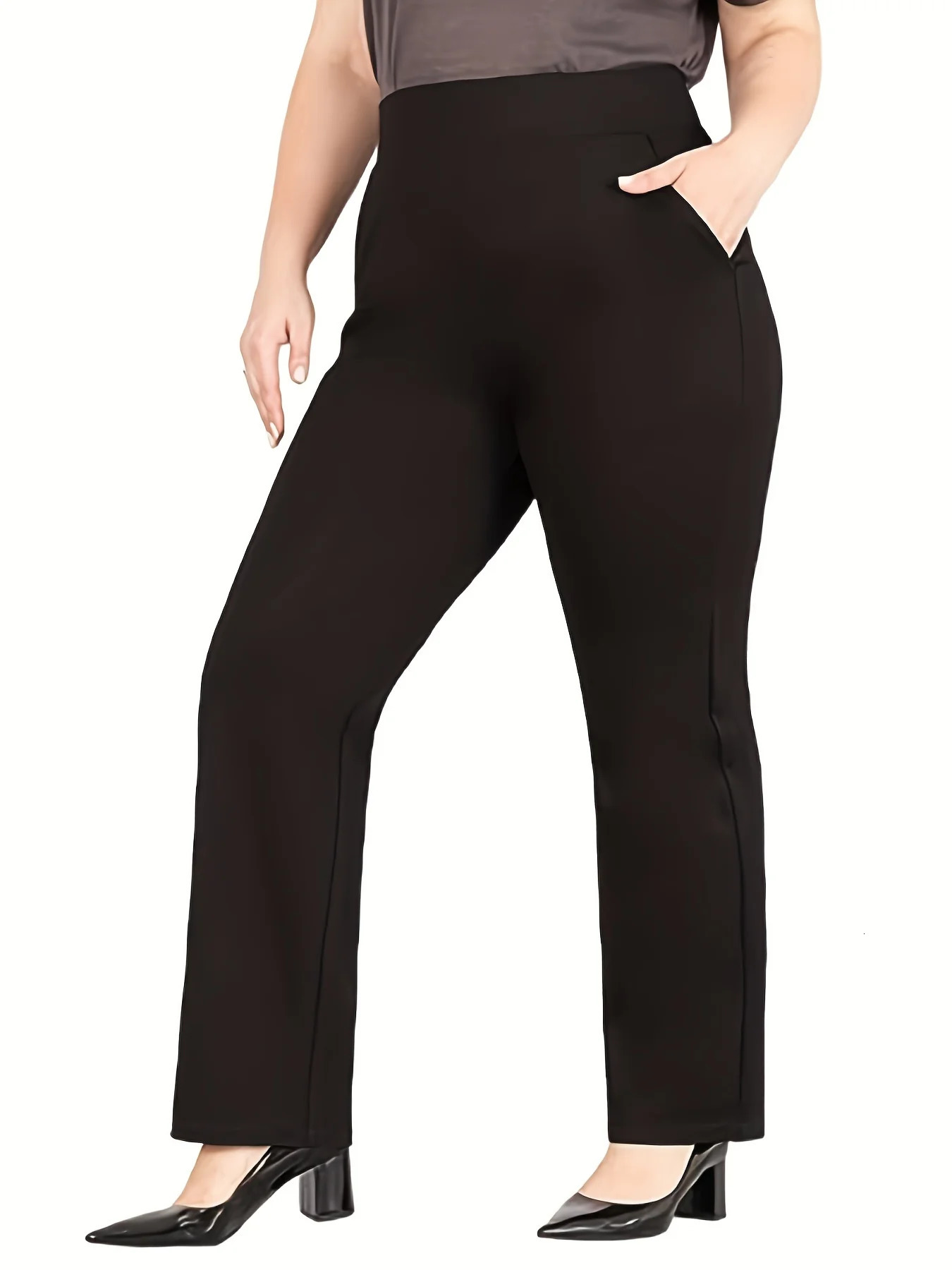 Summer womens plus size knitted fabric business formal fashion style pants 250207