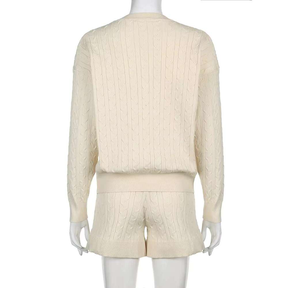 Rockmore 2 Piece Set Women Sweater And Shorts Sets Autumn Winter Y2k Aesthetic Casual Knitted Pullovers Short Pant Suit 2Pcs