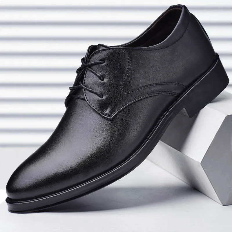 Men Dressing Shoes Formal for Mens Casual Shoe Leather Social Wedding er Pointed Toe Black Office Winter Shoes 250410