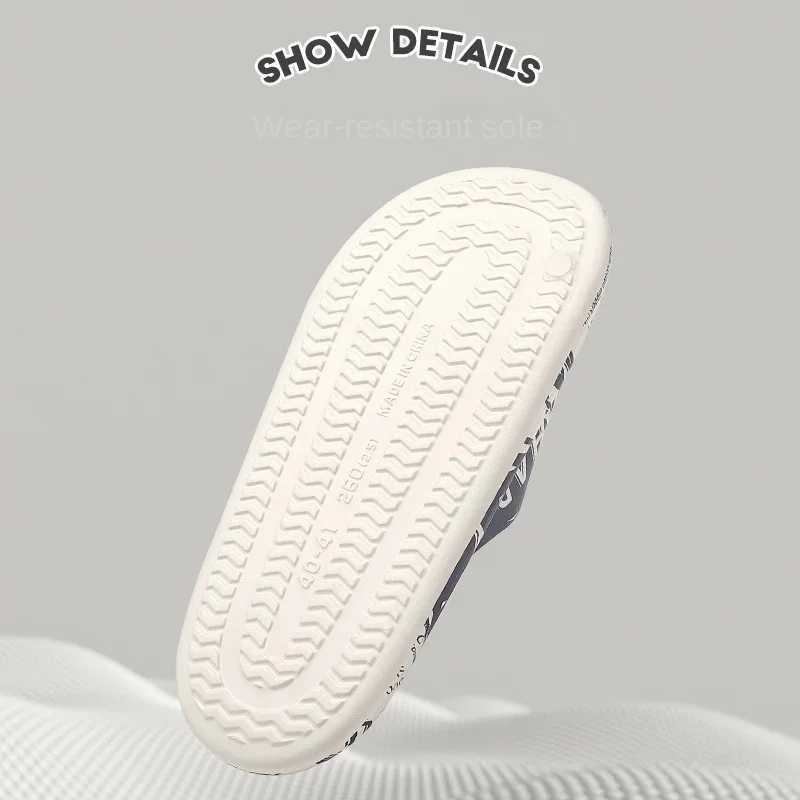QYCKABY 2024 Mens Summer Slippers Beach Sandals Flip Flop Printing Thick Soled Boys Girls Unisex Home Bath Shoe Large Size 46-47XJ250207