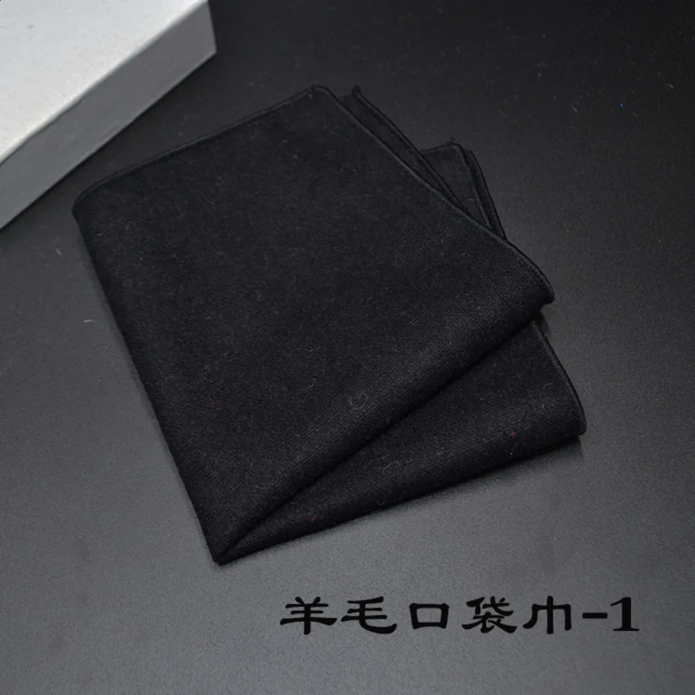 2323CM Vintage Wool Pocket Square Plaid Black Handkerchief Mens Business Suit Tie Accessories Scarf Hankies Tuxedo Cravat 250114