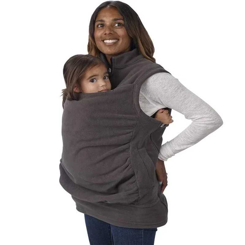 Mother Baby Carrier Jacket Daddy Mom Kangaroo Sweater Outerwear Autumn Winter Carry Baby Thicken Vest Sleeveless Jacket Coat W250207