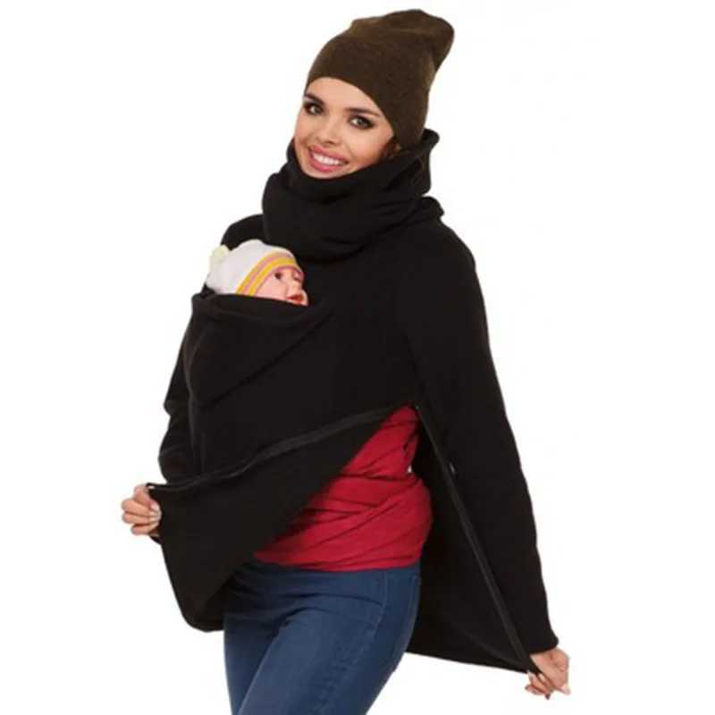 Maternity Clothes Kangaroo Pocket Clothes for Nursing Mothers for Pregnant Women Hoodie High Collar Breastfeeding Sweater XXL W250207