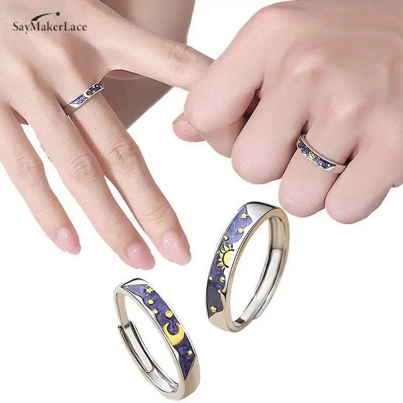 Creative Couple Rings Sun Moon Open Adjustable Light Luxury Finger Ring For Women Jewelry Accessories Birthday Gift W250207