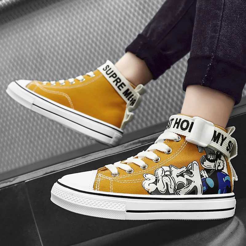 Brand Kids High Top Canvas Shoes Trendy Children Non-slip Skateboarding Shoes Boys Girls Outdoor Comfortable Sports Tennis Shoes W250207
