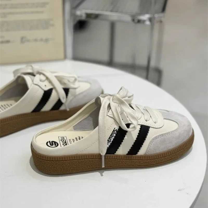 Women Mules Shoes Sports Round Toe Flat Female Footwear Casual Sneakers s Platform Summer Slip Creeper Baotou slippers 35-40