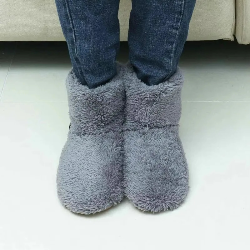 USB Heater Shoes Men Women Winter Warm Snow Boots Foot Warmer Plush Heating Rechargeable Slippers Electric Heated Slippers 250120