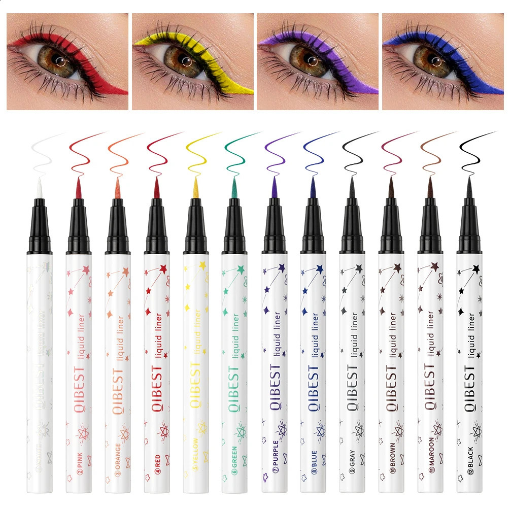 QI High Pigment Eyeliner Pencil Waterproof Smudgeproof Makeup Eye Liner Liquid Black Eyeliner Quick Drying Eyes Cosmetics 250206