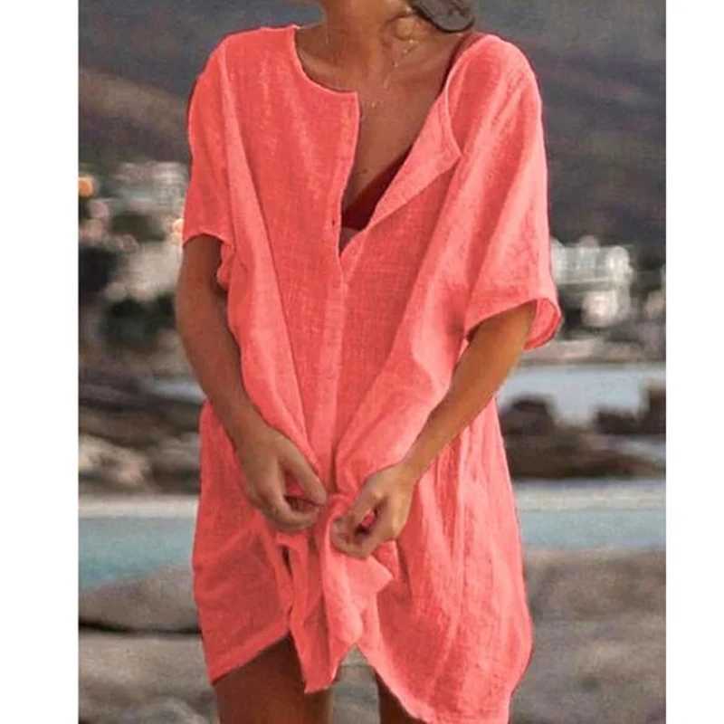 Cotton Womens Vintage Sexy Dress White Oversize Casual Beach Mini Dresses 2023 Summer Maxi Dress Robe De Soire Orange VestidosXJ2500207