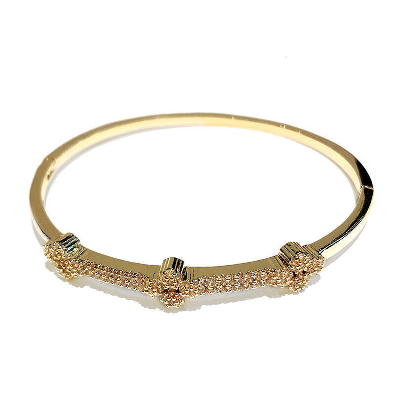 Fashion Micro inlaid Clover Copper Material Niche Trendy Jewelry Bracelet