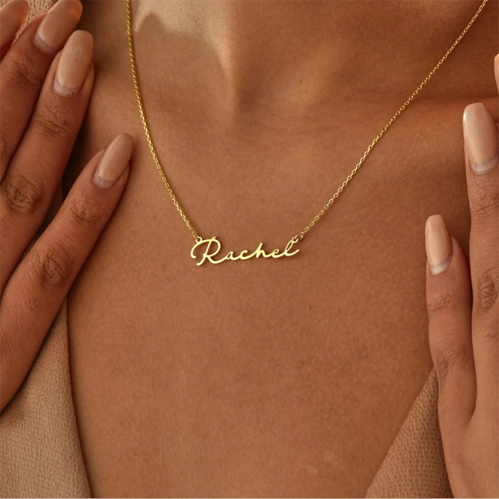 Customized Name Necklace Personalized Womens Letter Pendant Stainless Steel Jewelry Mens Chain Collar as a Gift for Friends 250206