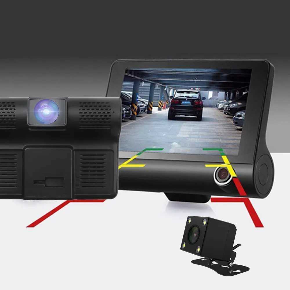 Car DVRs Car DVR Video-Recorder 3 Lens Video Recorder Dash Cam Night Vision Camcorder with back up Camera Auto Registrator G sensors car dvr H250206