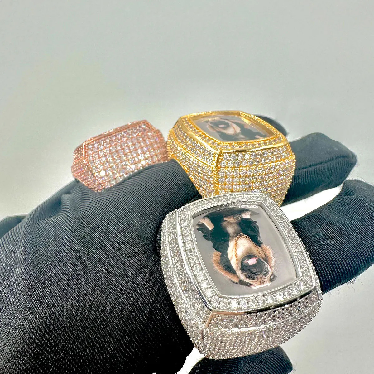 Custom Po Ring for Men Iced Out Prong Setting Hip Hop Jewelry Trend 250206