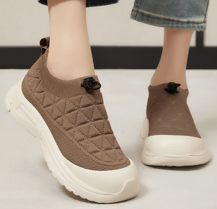 Women Casual Shoes Thick Sole Anti-slip Simple Style Versatile Running Driving Triple Black Khaki Purple Free shipping