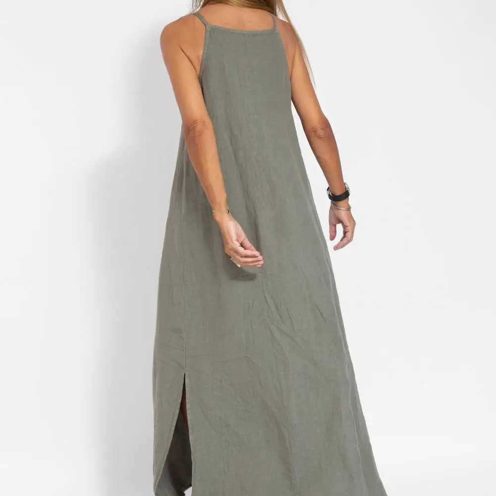 Lady Long Dress Stylish Shoulderless Maxi Dress Ankle Length Soft Casual with Side Split for Summer Beach DressXJ2500207