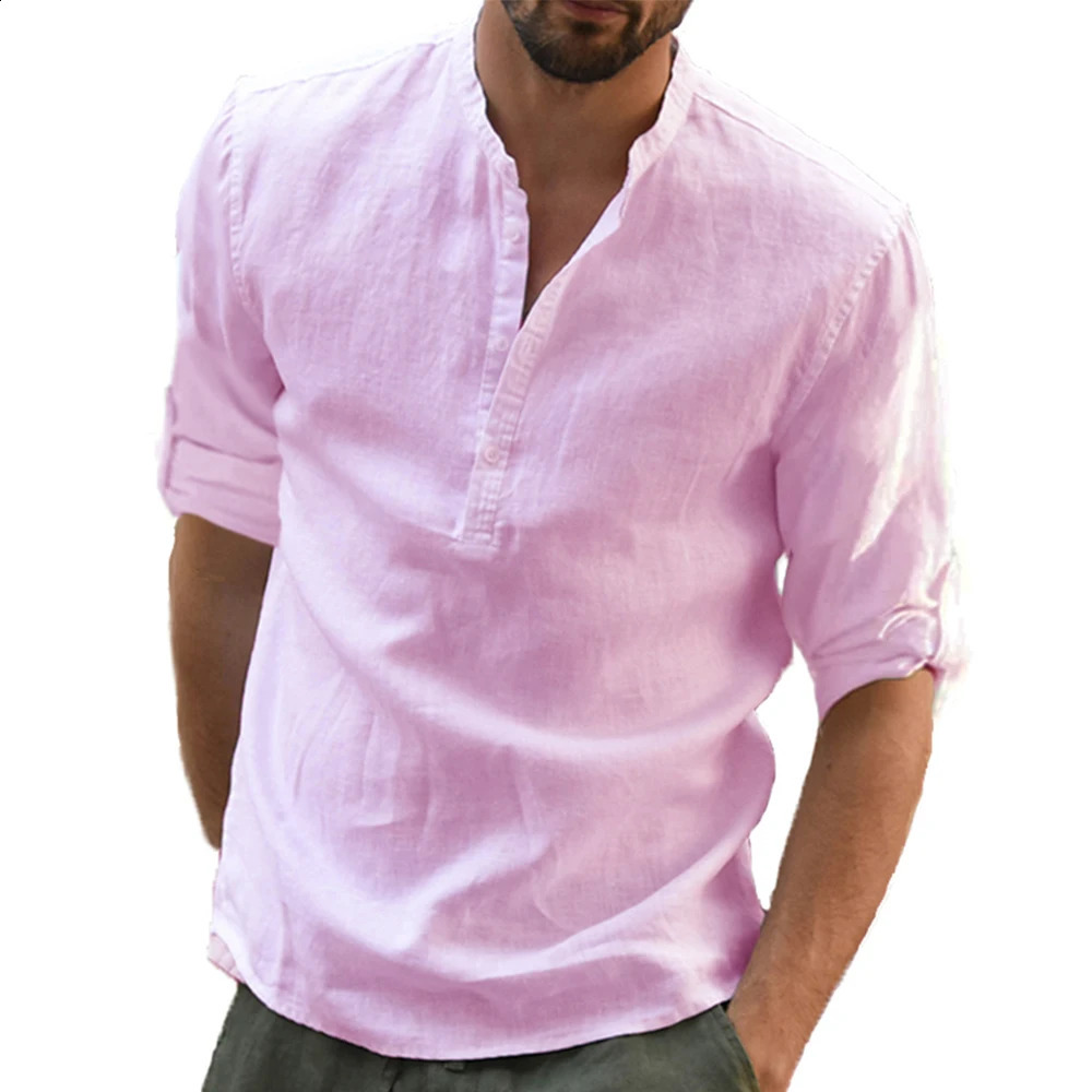 KB Mens Casual Blouse Cotton Linen Shirt Loose Tops Long Sleeve Tee Shirt Spring Autumn Casual Handsome Men Shirts 250206