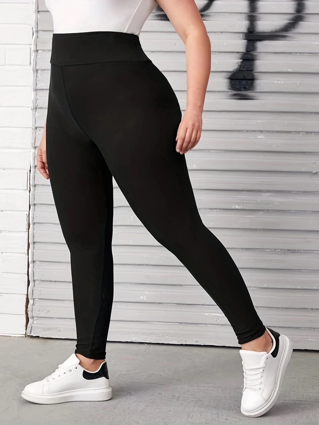 Trend Black Plus-size High-stretch Leggings Wear Nine-point Pants High-waisted Plus Fat Solid Color Small Feet Pants 250207