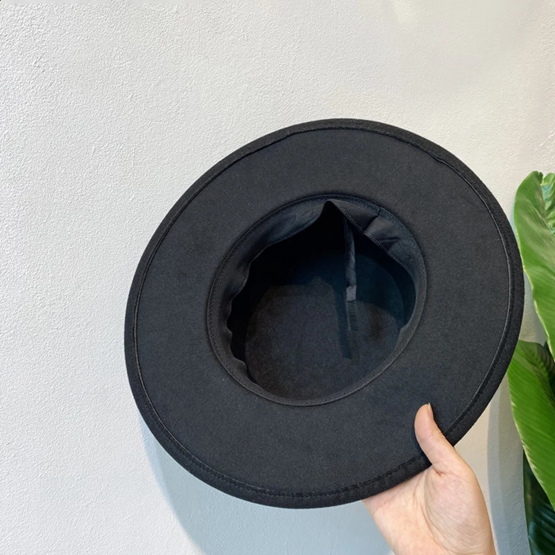 Women Fedora Chic Belt Buckle Decorated Flap Brim Felt Hat Retro British Jazz Casquette Winter Autumn Wool Warm Boater Cap gorra 250206