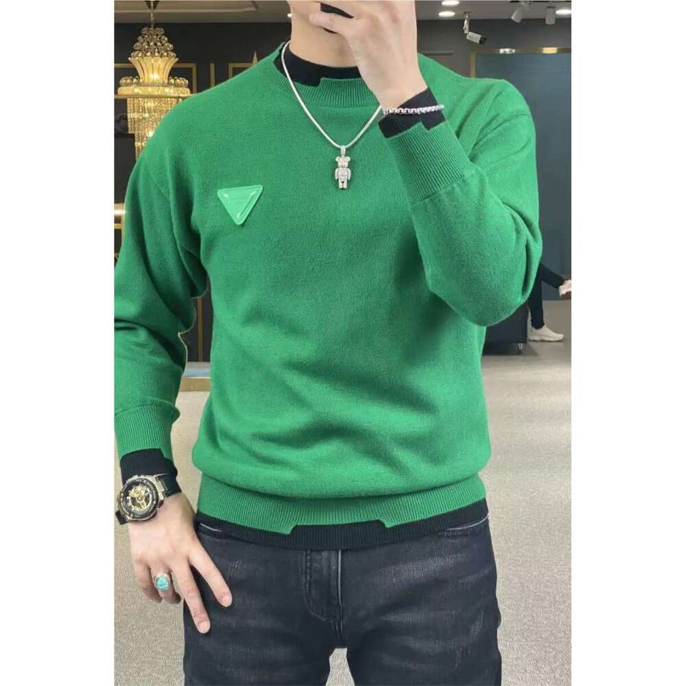 Autumn Winter Casual Men's Sweater Long Sleeve Slim Pullovers Fashion Contrast Crew Neck Knitted Pullover Men Clothing