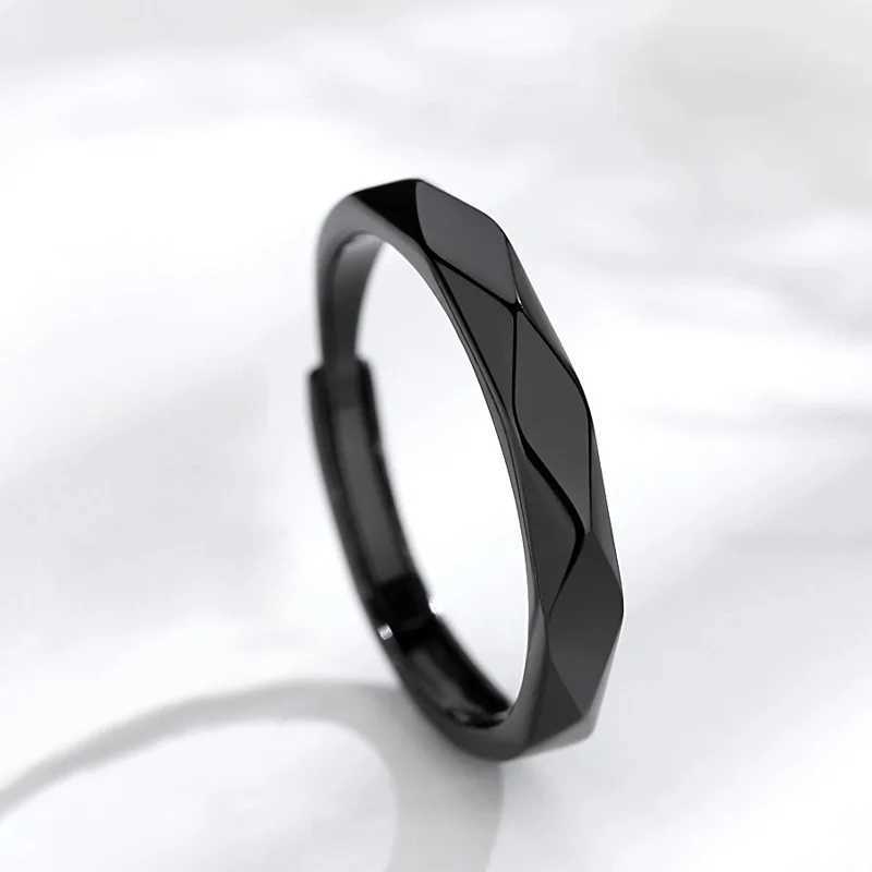 Black and White Rhombus Ring A Pair Couple Rings Open Adjustable Ring Eachother Lovers Minimalist Ring Gift Wedding Rings W250207