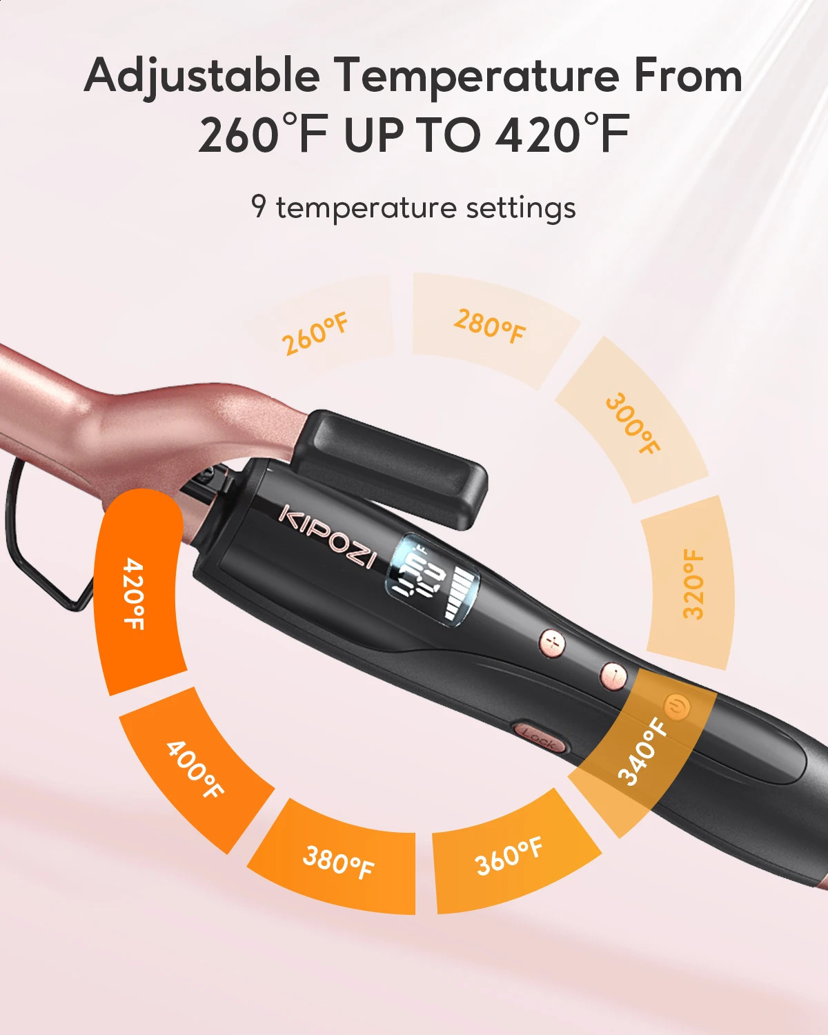 KIPOZ Curling Wand 19mm Ceramic Barrel Pro hair curler with Adjustable Temperature Include Heat Resistant Glove Travel Size 250206