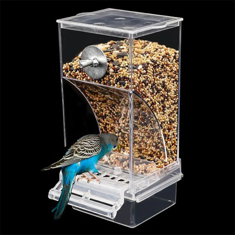 No Mess Bird Feeders Automatic Parrot Feeder Drinker Acrylic Seed Food Container Cage Accessories For Small And Medium Parakeets 250207