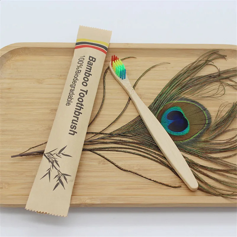 50/100Pcs Customisable Soft Bristle Bamboo Toothbrush Eco Friendly Wood Tooth Brushes Traveling Teeth Care Tools for Adults 250206