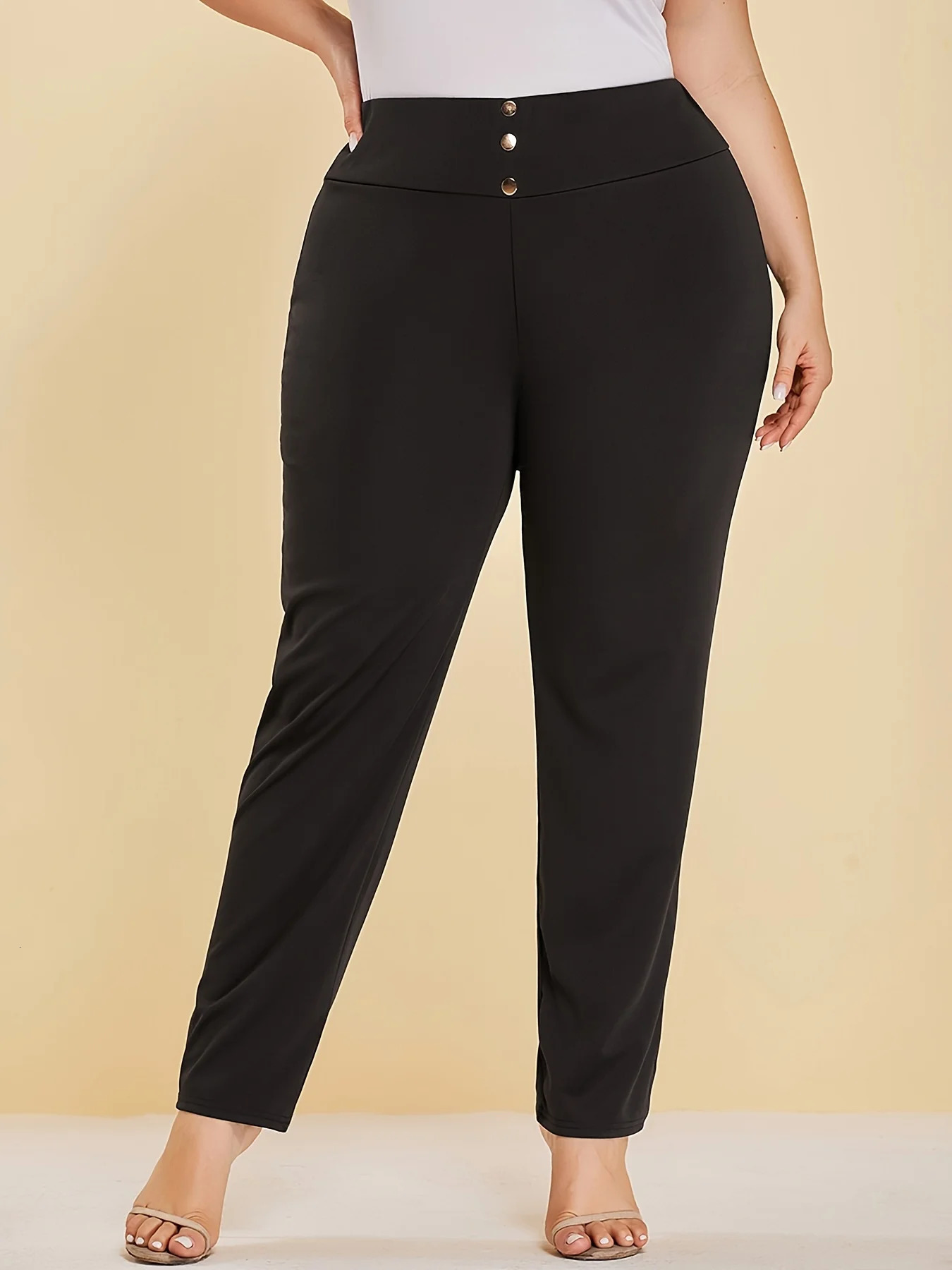 Autumn and winter womens plus size knitted fabric casual models slit straight trousers 250207